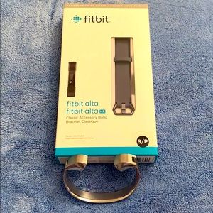 Fitbit Alta HR silver bangle and gray rubber band